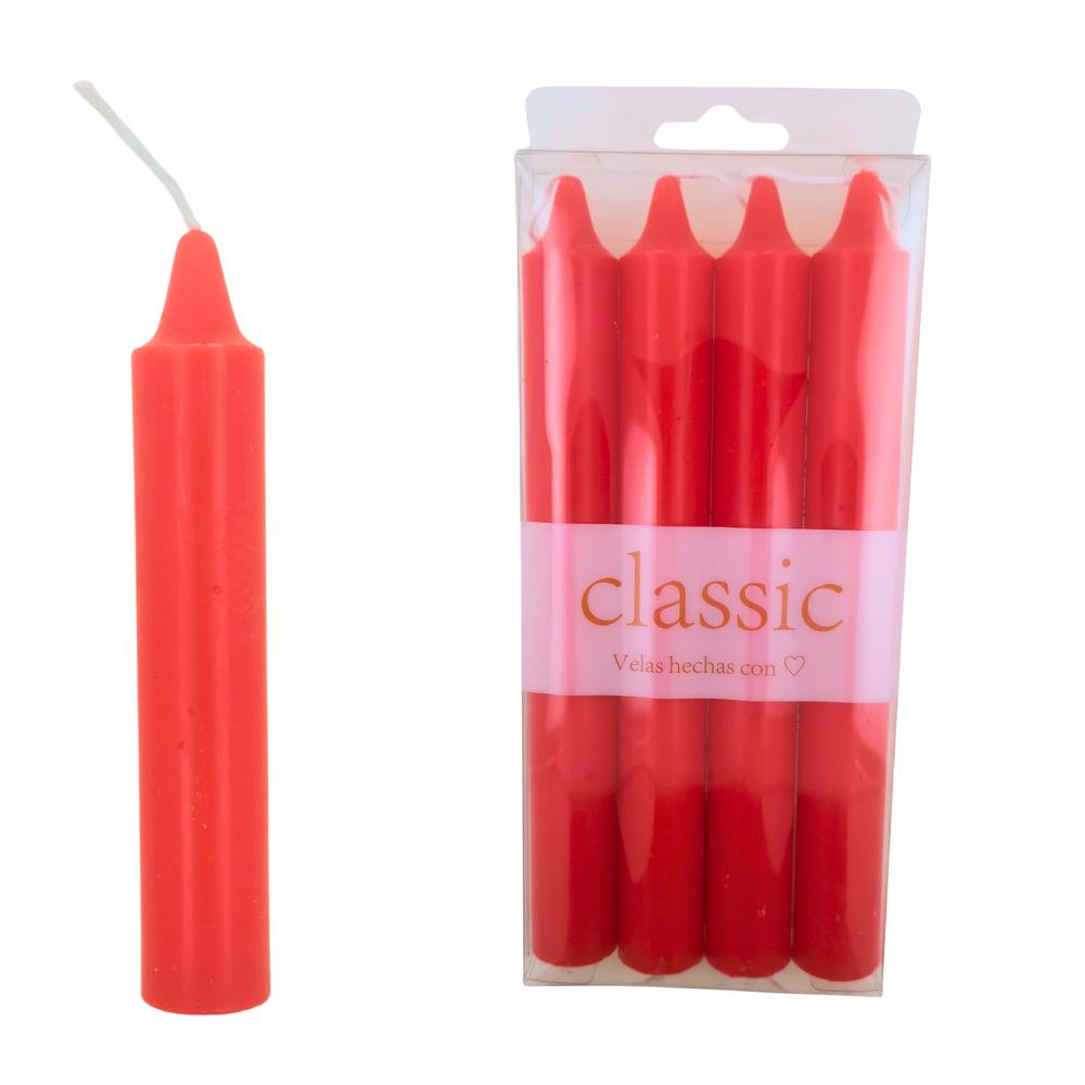 Velas bujía grande 19cm - 60g Pack4uds Roja