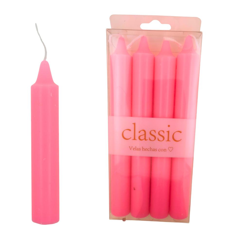 Velas bujía grande 19cm - 60g Pack4uds Rosa
