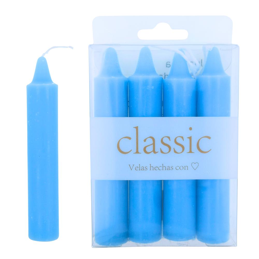 Velas bujía mediana 11cm - 28g Pack4uds Celeste
