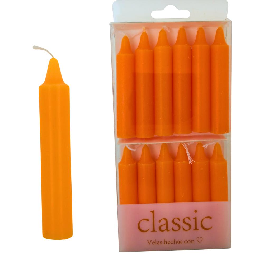 Velas bujía pequeñas 8cm - 10g Pack 12uds Naranja