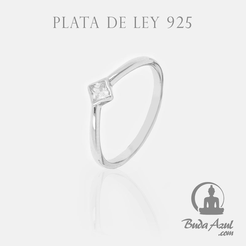 Anillo Plata de Ley 925 UNA CIRCONITA CUBO REF. 390