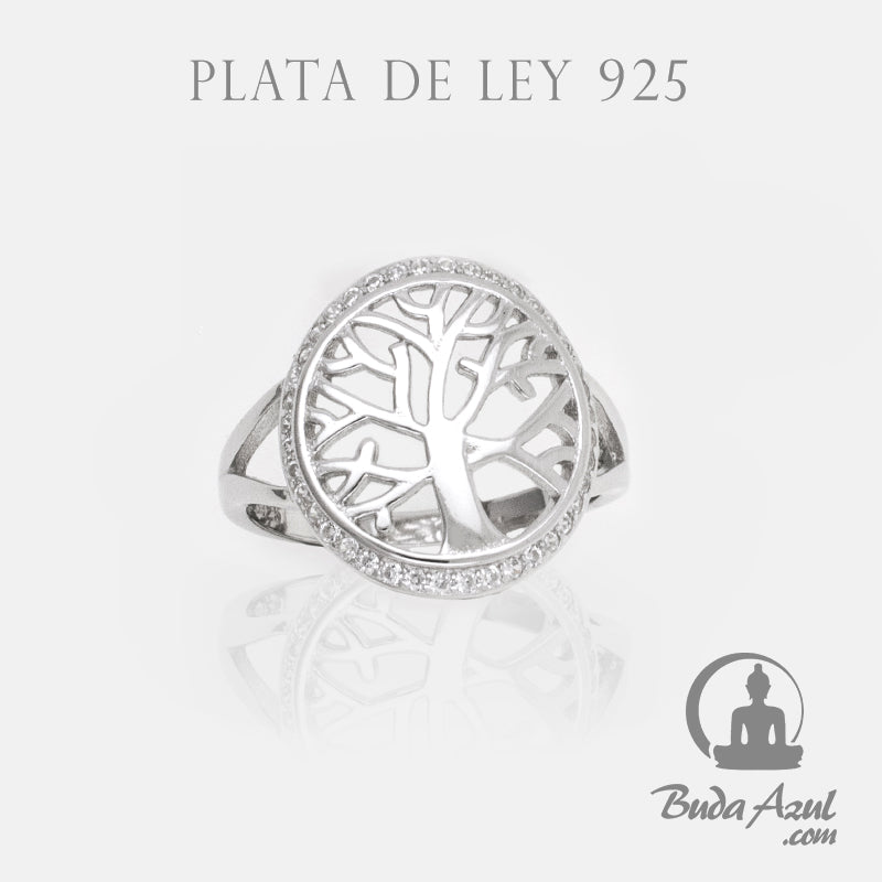 Anillo Plata de Ley 925 ARBOL DE LA VIDA CIRCONITAS REF. 990