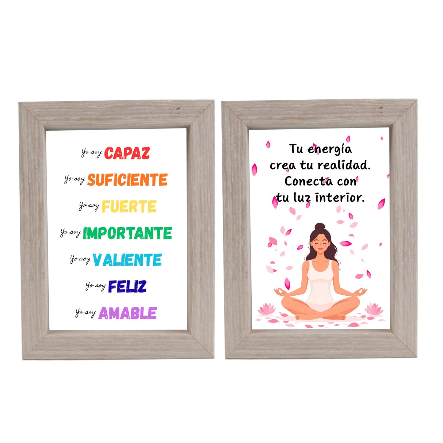 Cuadro Motivacional Doble Cara Meditación y Afirmaciones - Claro
