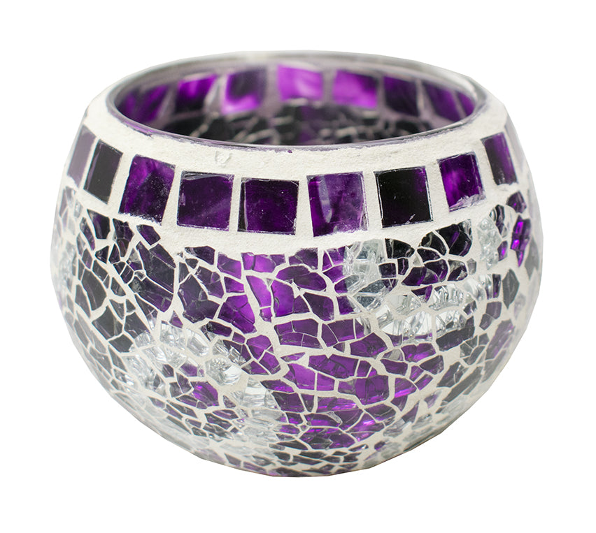 Portavelas Mosaico Cristal Lila