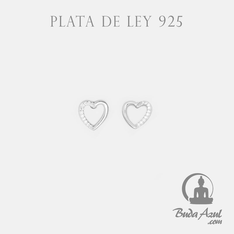 Pendientes Plata de Ley 925 MEDIO CORAZON CIRCONITAS REF. 390