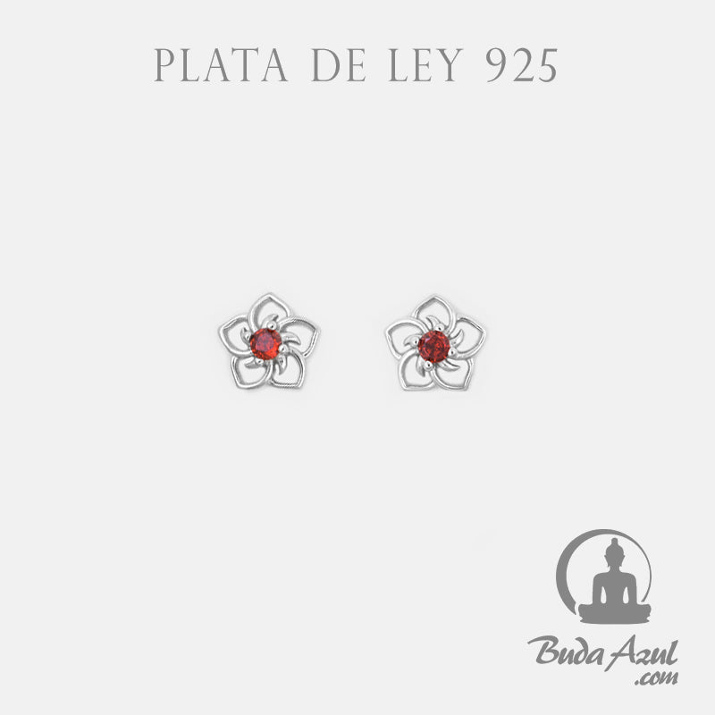 Pendientes Plata de Ley 925 FLOR CIRCONITA NARANJA REF. 390