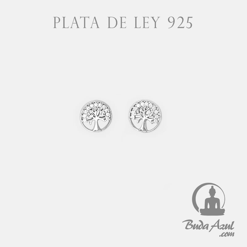 Pendientes Plata de Ley 925 ARBOL DE LA VIDA CIRCONITAS REF. 490