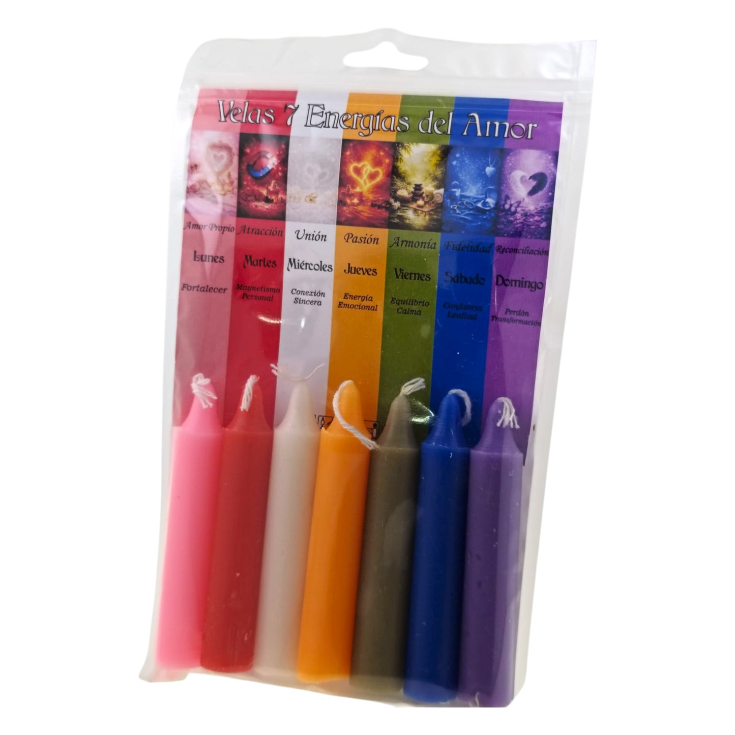 Set Velas 7 Energías del Amor 8 cm – Armonía, Unión y Equilibrio Emocional