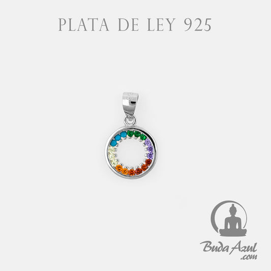 Colgante Plata de Ley 925 REDONDO CIRCONITAS COLORES REF. 390