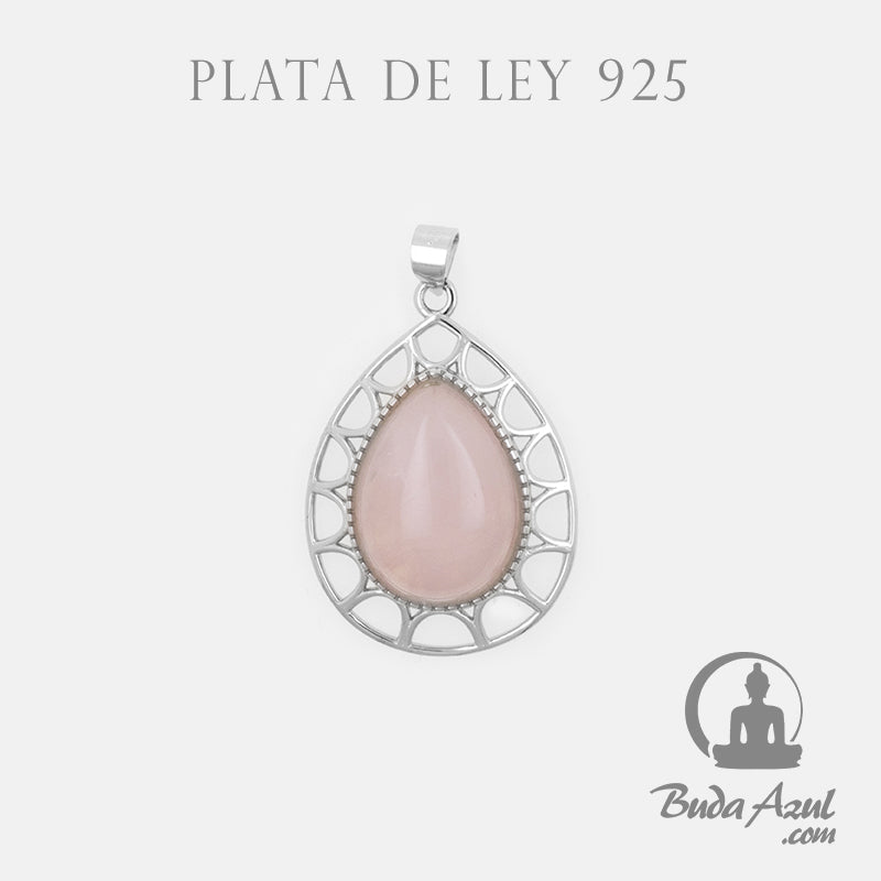 Colgante Plata de Ley 925 GOTA CUARZO ROSA REF. 1490
