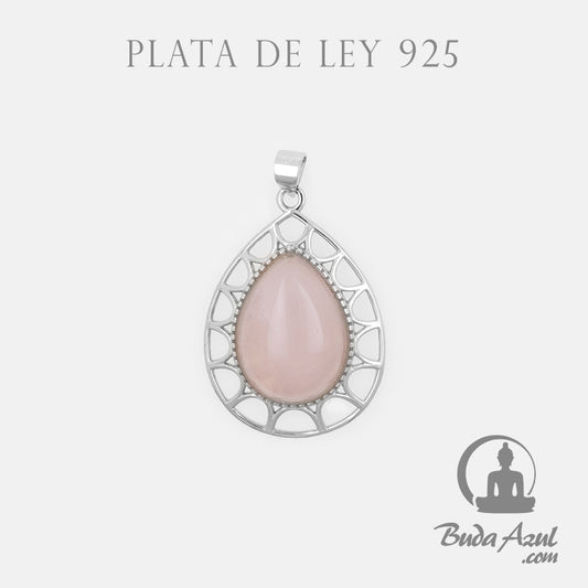 Colgante Plata de Ley 925 GOTA CUARZO ROSA REF. 1490