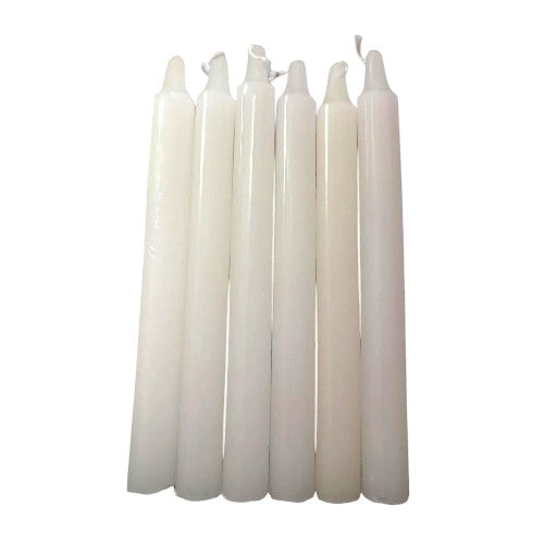 Vela Bujía 20 cm Set 6 colores - Blanca