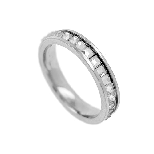 ANILLOS DE ACERO - ARO CON PIEDRAS CUADRADO