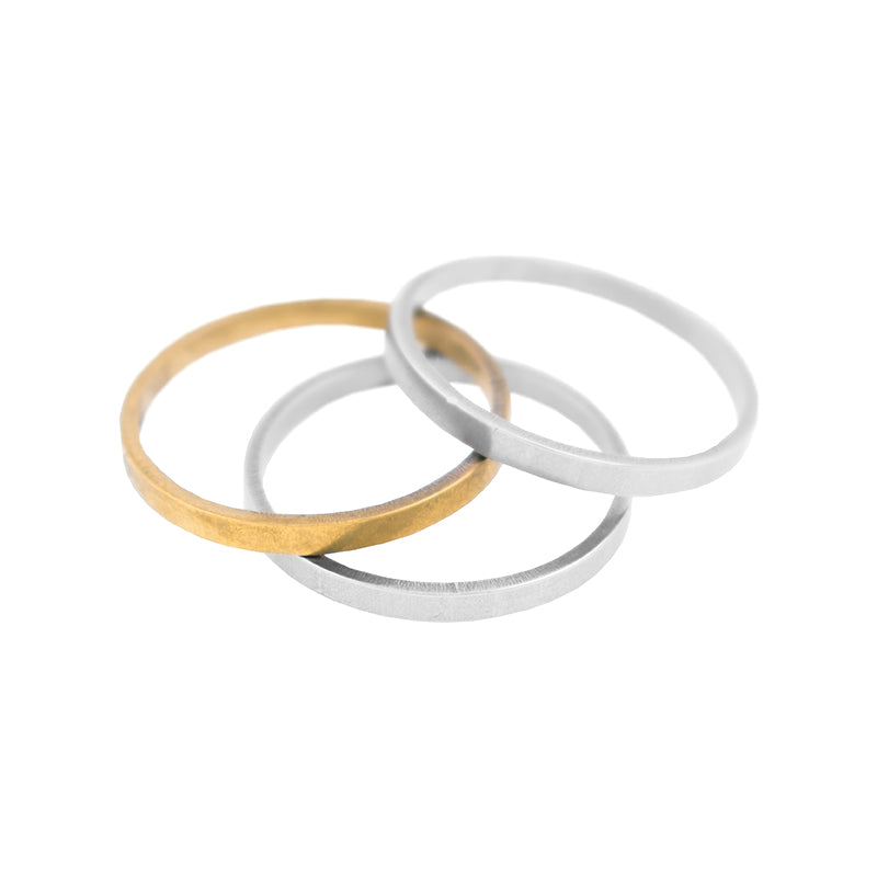 ANILLOS DE ACERO - AROS PLATEADO DORADO