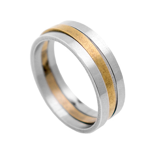 ANILLOS DE ACERO - AROS PLATEADO DORADO