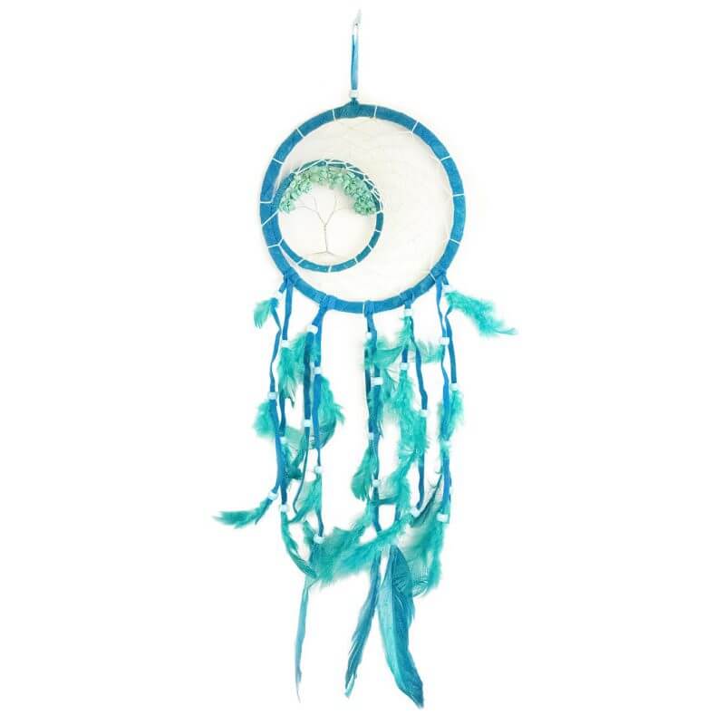ATRAPASUEÑOS ARBOL EN CIRCULO 16CM AZUL