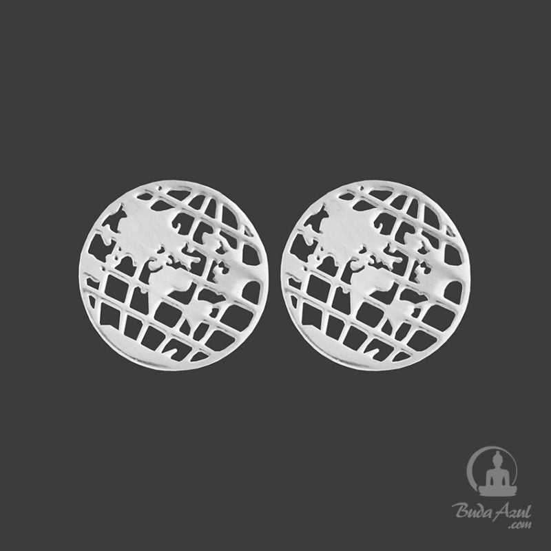 PENDIENTES COLGANTE ACERO PLANETA MUNDO