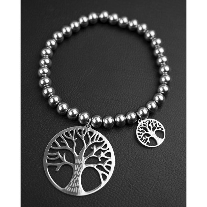 PULSERA ACERO BOLAS DOBLE ARBOL DE LA VIDA