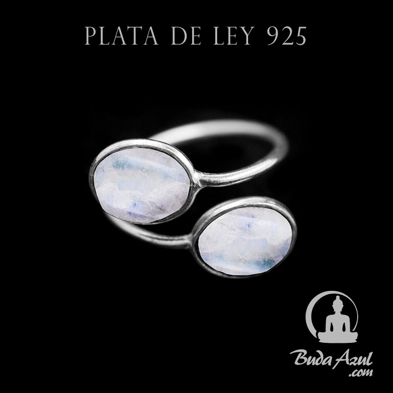 Anillo Plata de Ley 925 Piedra Luna Liso REF. 650