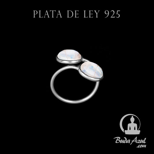 Anillo Plata de Ley 925 Piedra Luna Liso REF. 650