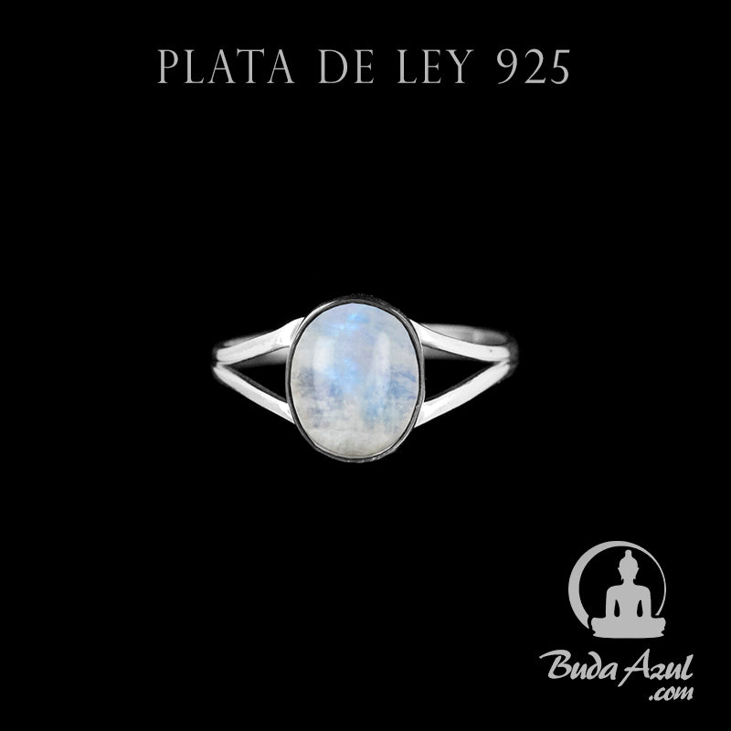 Anillo Plata Piedra Luna 1 piedra delgado REF. 500