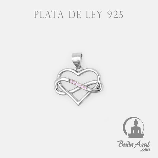 Colgante Plata CORAZON INF. CIRCONITAS ROSA REF490