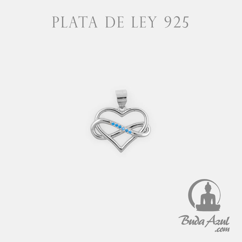 Colgante Plata CORAZON INF. CIRCONITAS AZUL REF490