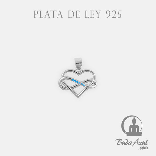 Colgante Plata CORAZON INF. CIRCONITAS AZUL REF490