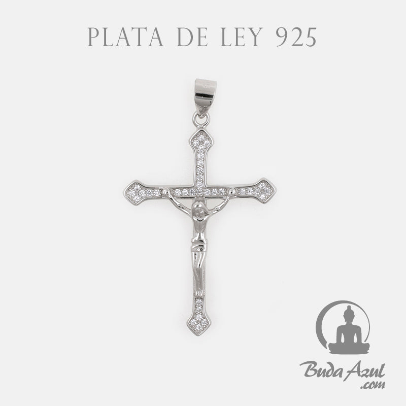 Colgante Plata CRUZ CON CRISTO CIRCONITAS REF. 690