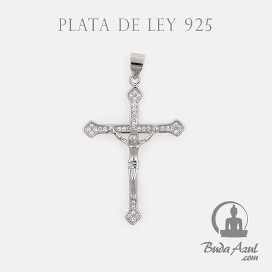 Colgante Plata CRUZ CON CRISTO CIRCONITAS REF. 690