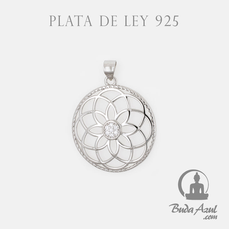 Colgante Plata FLOR DE LOTO CIRCONITA REF. 690