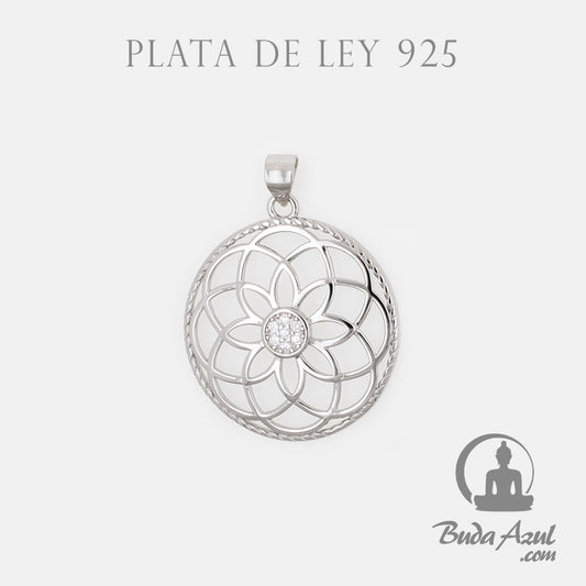 Colgante Plata FLOR DE LOTO CIRCONITA REF. 690