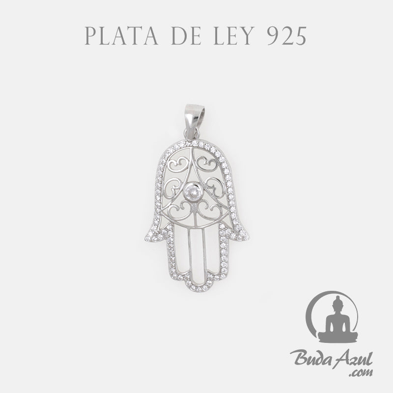 Colgante Plata MANO FATIMA RELIEV CIRCONITA REF790