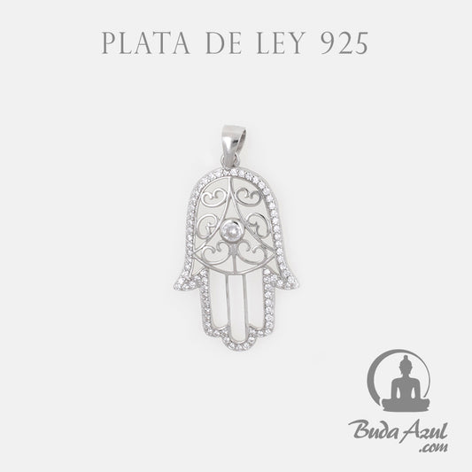 Colgante Plata MANO FATIMA RELIEV CIRCONITA REF790