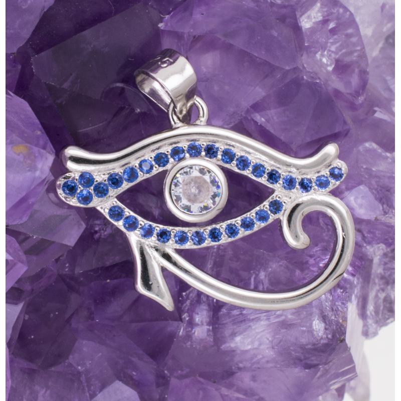 Colgante Plata OJO HORUS CIRCONITAS AZUL REF. 790