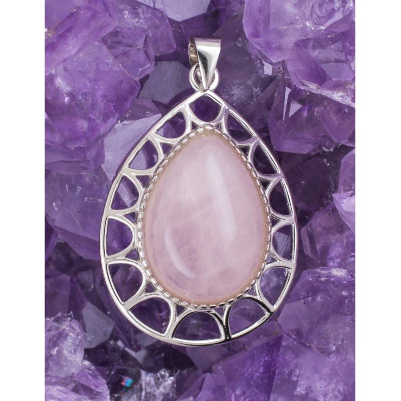 Colgante Plata GOTA CUARZO ROSA REF. 1490