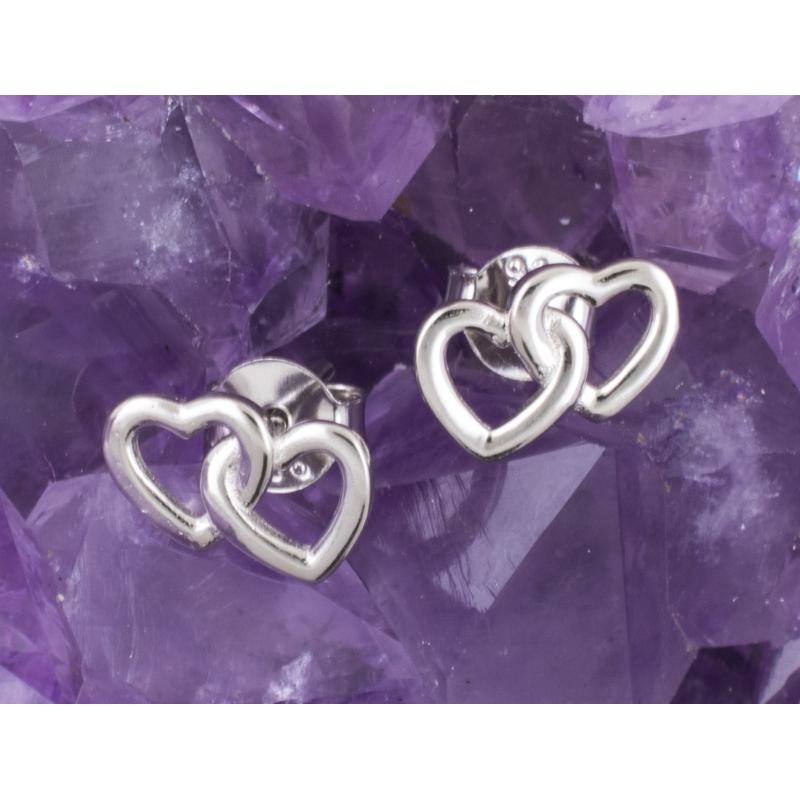 Pendientes Plata de Ley 925 DOS CORAZONES REF. 290
