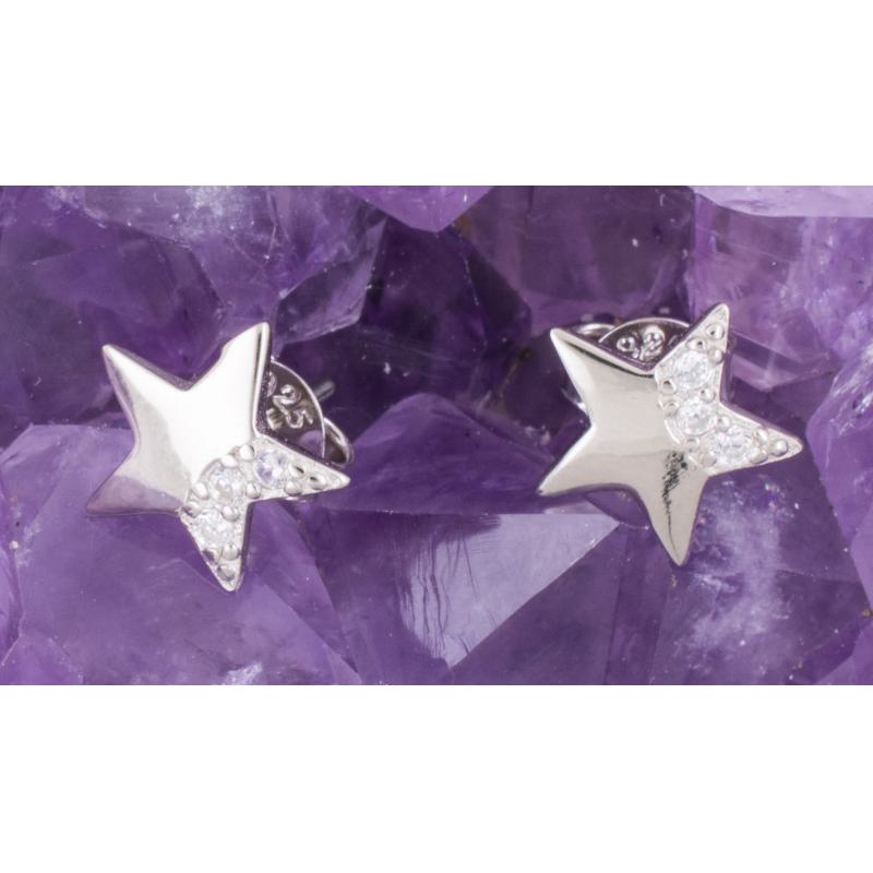 Pendientes Plata ESTRELLA LISO CIRCONITAS 290