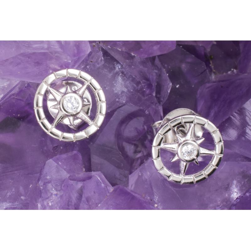 Pendientes Plata SOL 4 PUNTAS RUEDA CIRCONITA 290