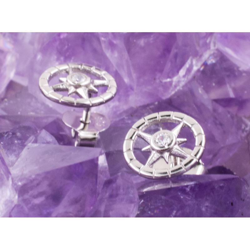 Pendientes Plata SOL 4 PUNTAS RUEDA CIRCONITA 290