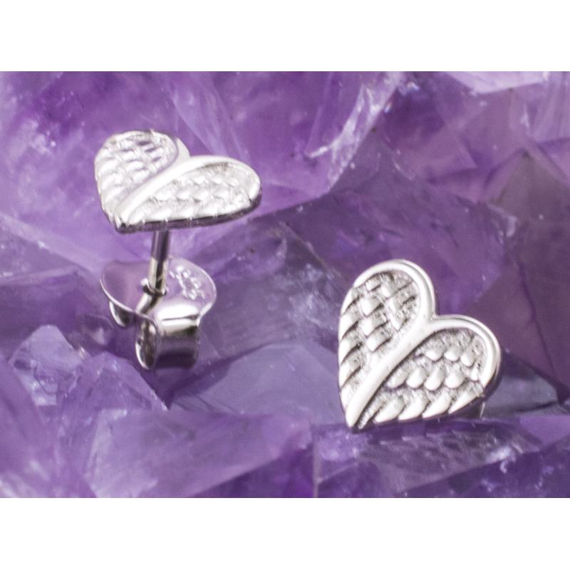 Pendientes Plata de Ley 925 CORAZON ALAS ANGEL 290