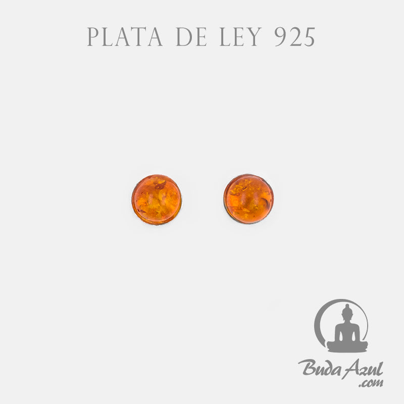Pendientes Plata de Ley 925 AMBAR REDONDO REF. 390