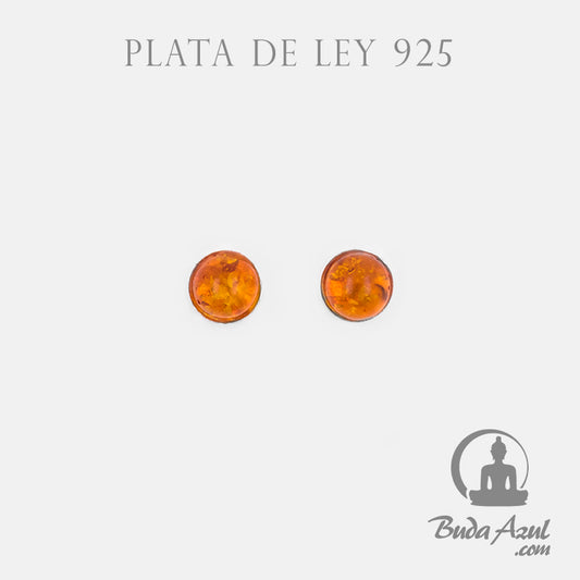 Pendientes Plata de Ley 925 AMBAR REDONDO REF. 390