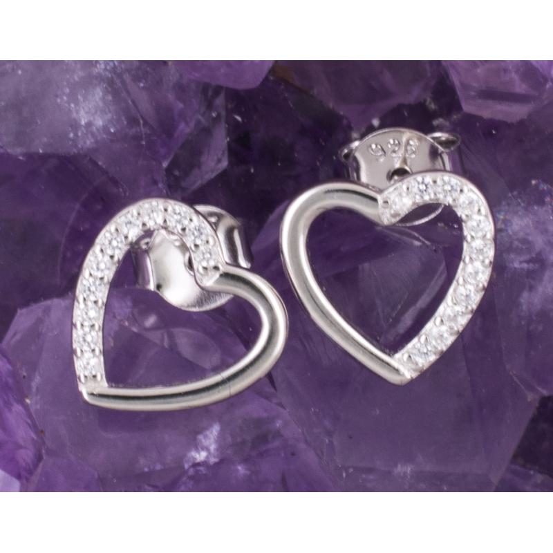 Pendientes Plata MEDIO CORAZON CIRCONITAS 390