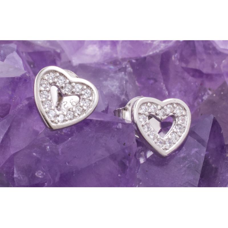 Pendientes Plata CORAZON CIRCONITAS PQ. 390