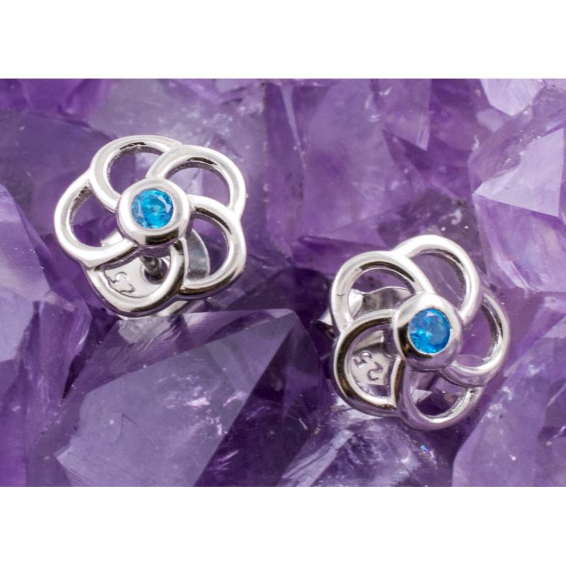 Pendientes Plata FLOR ONDA CIRCONITA AZUL 390