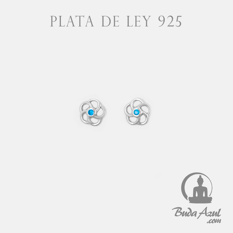 Pendientes Plata FLOR ONDA CIRCONITA AZUL 390