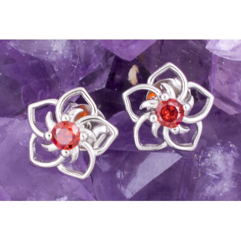 Pendientes Plata FLOR CIRCONITA NARANJA 390