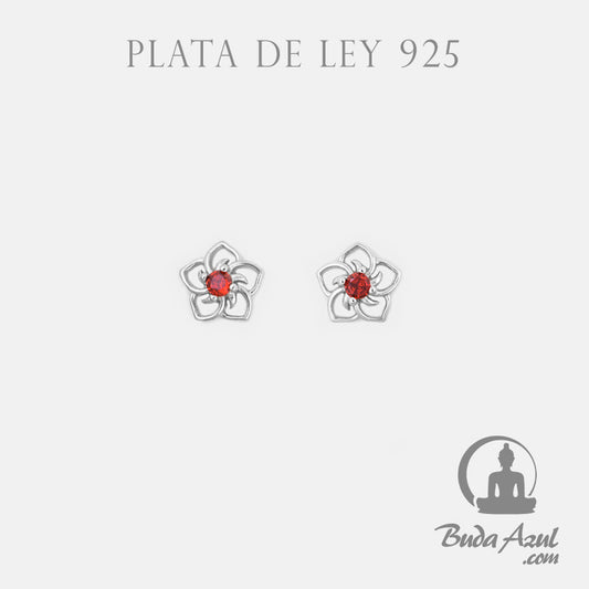 Pendientes Plata FLOR CIRCONITA NARANJA 390