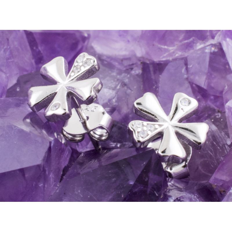 Pendientes Plata TREBOL HOJAS CIRCONITA 390